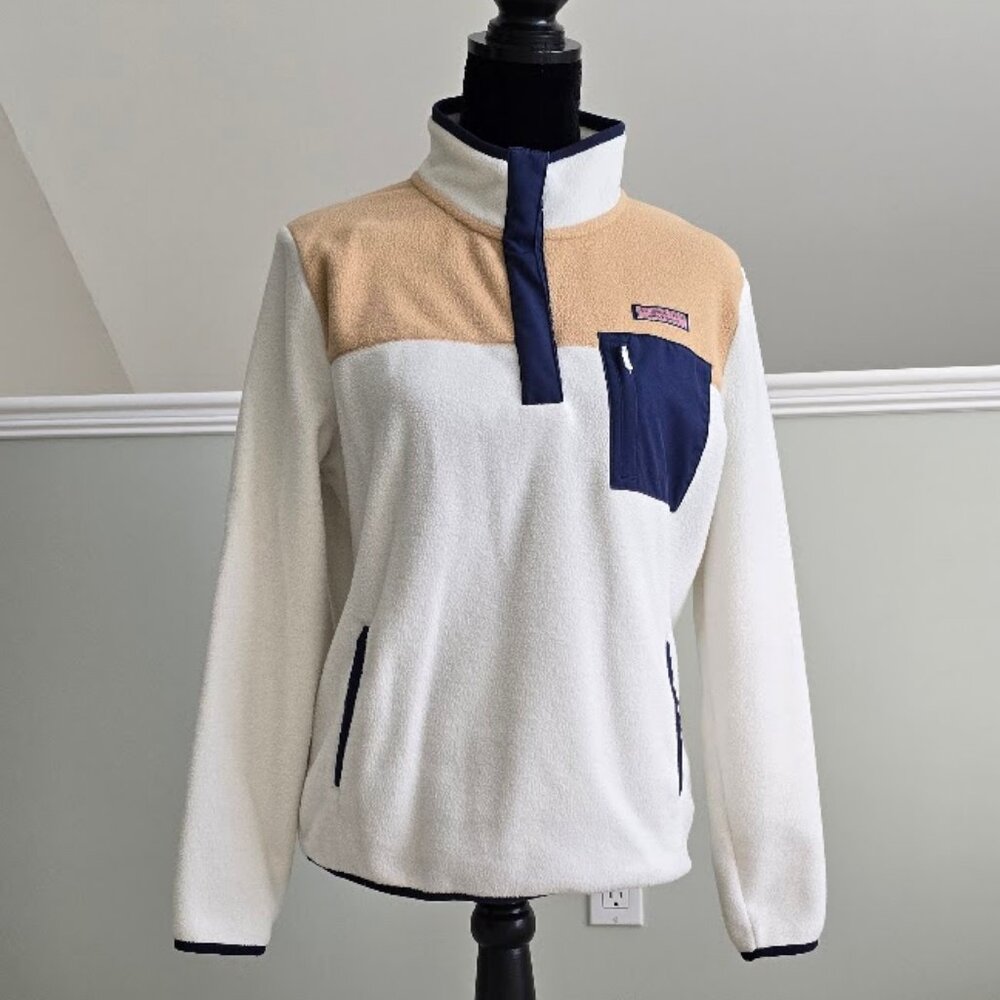 Vineyard Vines Logo Harbor Fleece Shep Shirt Quarter Zip Pullover Size Small